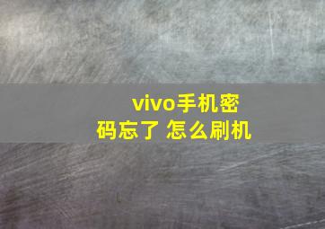 vivo手机密码忘了 怎么刷机